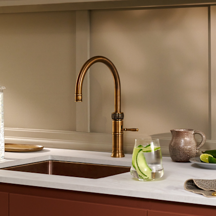 Classic Fusion Round Patinated Brass boiling water tap