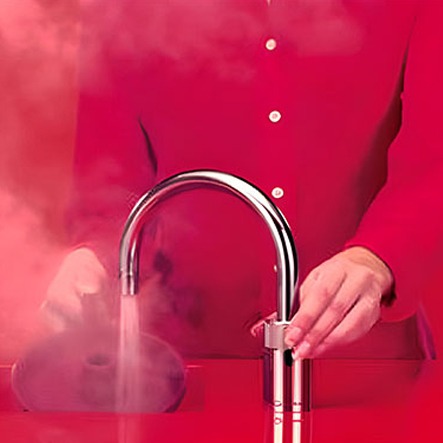 Nordic Round boiling water tap in stainless steel finish