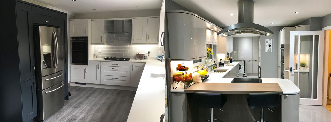 Modern kitchen renovation improving an outdated kitchen.