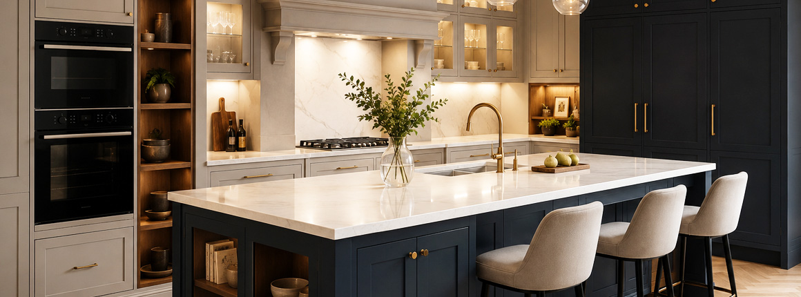 Luxury bespoke kitchen design with premium cabinetry and modern layout by JRW Kitchens